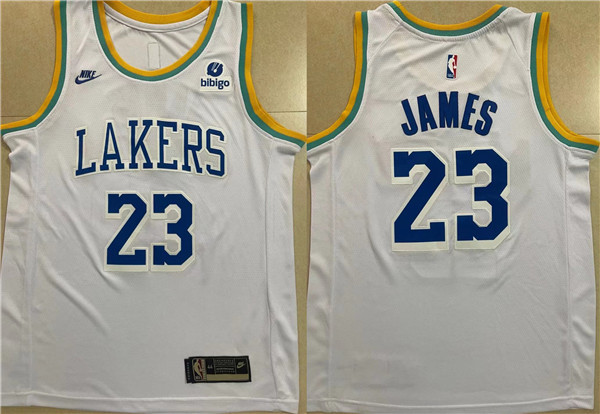 Men's Los Angeles Lakers #23 LeBron James White Stitched Basketball Jersey